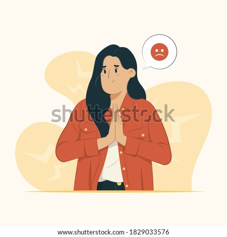 Woman feeling sorry concept illustration for banner, poster, website, etc. Royalty-Free Stock Photo #1829033576