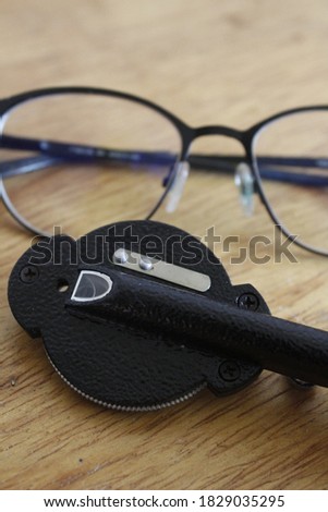 Objected used to check the inside of the eye: ophthalmoscope. Used by the doctor usually an ophthalmologist. And glasses.