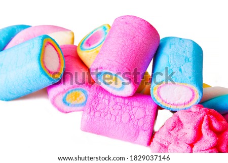 colorful marshmallows isolated on white