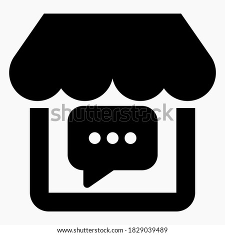 Message and shop. Chat and online store. Communication with the seller. Correspondence with the market. Vector icon.
