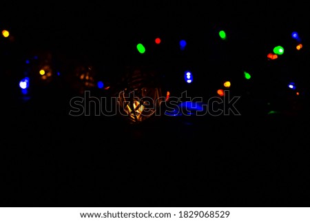 Christmas lights close up photo. Cozy mood in the evening. Festive time. Holidays concept.