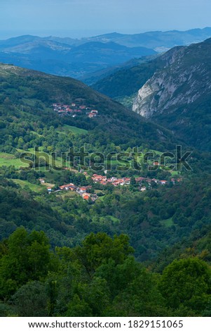 Villabre and Fojo villages of Ports of Marabio Natural Monument between the councils of Yernes and Tameza, Teverga and Proaza in the Natural Park of Las Ubiñas - La Mesa in Asturias of Spain, Europe