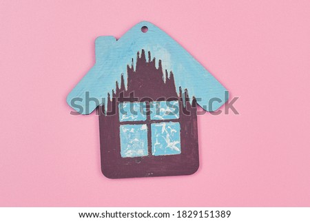 christmas decoration on pink background isolate, copy space, layout