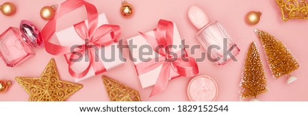 concept, christmas layout 2021 on pink background, flatley, copy space