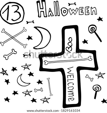 Vector illustration of Halloween holiday doodle style