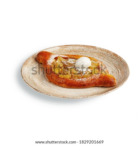 traditional Caucasian cuisine. village-style server. isolated on a white background