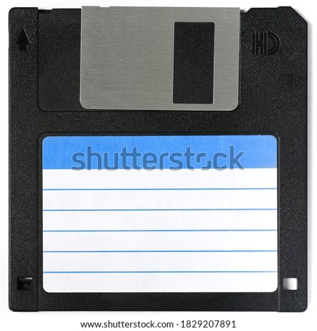 Floppy disk with clear label to write on it 