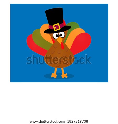 Cartoon Thanksgiving Turkey with Pilgrim Hat