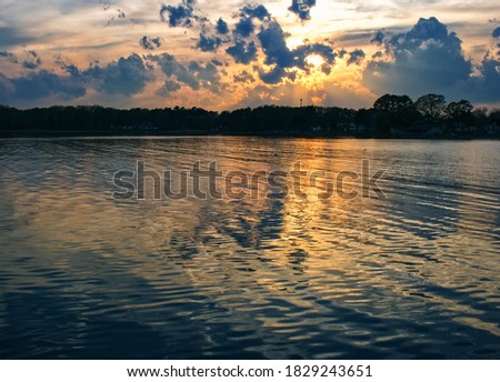 Golden sunset over the river