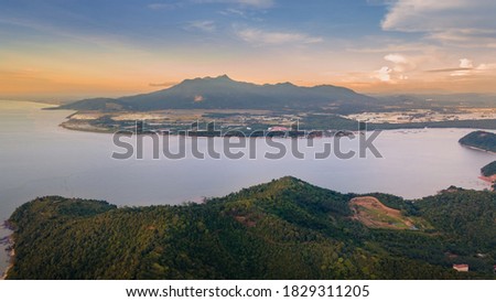 beautiful view of Jerai Hill at sunset. Jerai Hill is one of the most attractive spots located in Kedah. Images shot on drone.