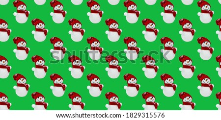 Snowman Toy Christmas Seamless Background green