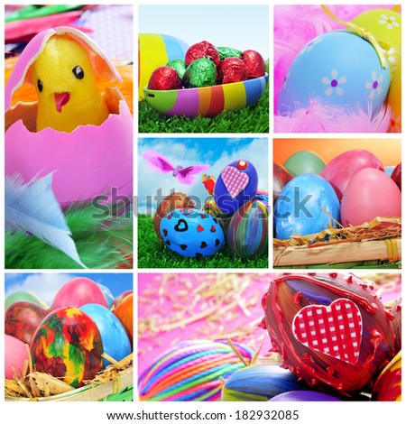 collage of different pictures of easter eggs