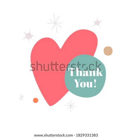 Thank You Christmas greeting card with heart and snowflakes.