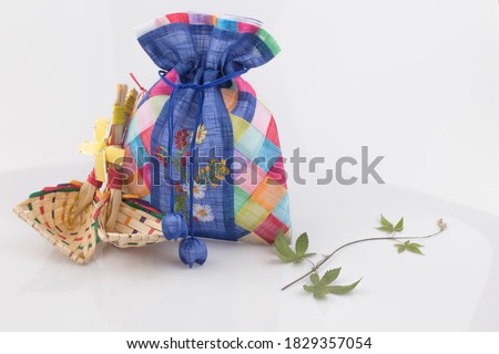Korean traditional packaging and lucky bag on white backround. Royalty-Free Stock Photo #1829357054