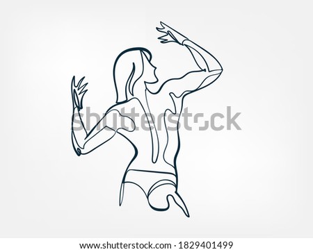 female back body waist fitness vector single one line isolated design element