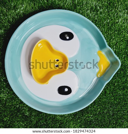 Cute Panguin dish with Sauce cup