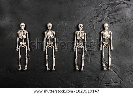 Skeletons on a black background. Halloween background. 