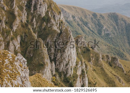 High angle shot of rocky Vlasic mountain in Bosnia on a gloomy day