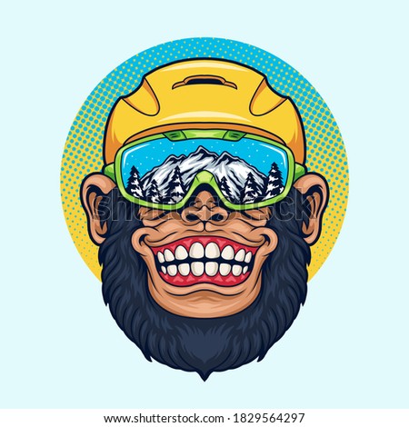 Snowboarder athlete monkey vector illustration
