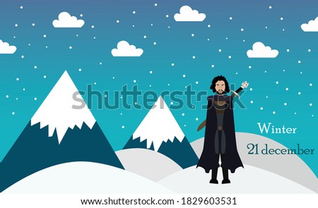 winter landscape illustration. 21 December graphics design