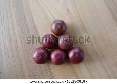 Plums fruit on the table