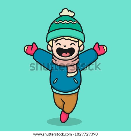 Cute kid with winter cloth happy and smiling