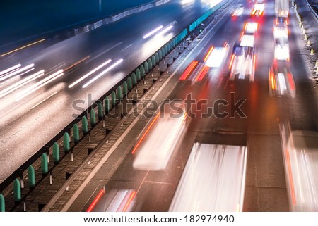 Busy Night Traffic Motion Blur