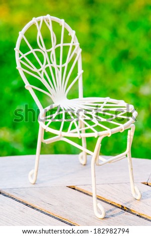 vintage chair with the garden background