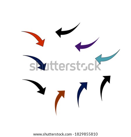 Set of Colorful Arrows Up, Down, Right and Left. Flat Design Vector Illustration