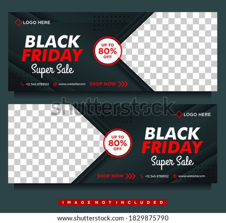 Black friday mega sale banner, social media facebook cover with black background template