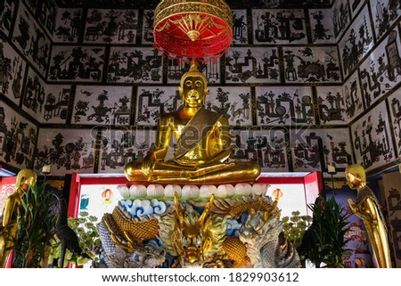 Buddha in Wat Nakprok.It is a temple that Thai people like to worship each other.