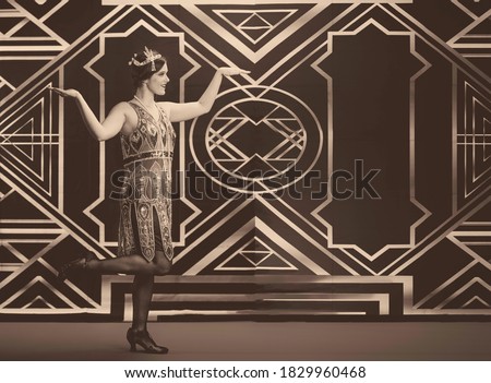 Teen Girl in a vintage 1920's Flapper outfit Royalty-Free Stock Photo #1829960468