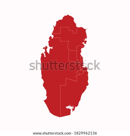High Detailed Red Map of Qatar on White isolated background, Vector Illustration EPS 10