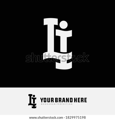 Initial letter L, I, LI or IL overlapping, interlock, monogram logo, white color on black background