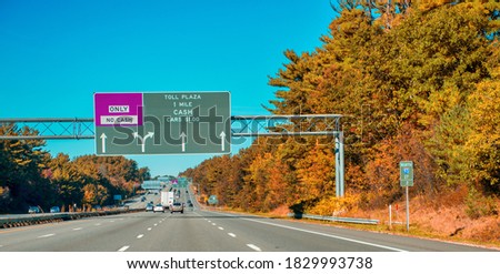 New England foliage as seen from the interstate in autumn.