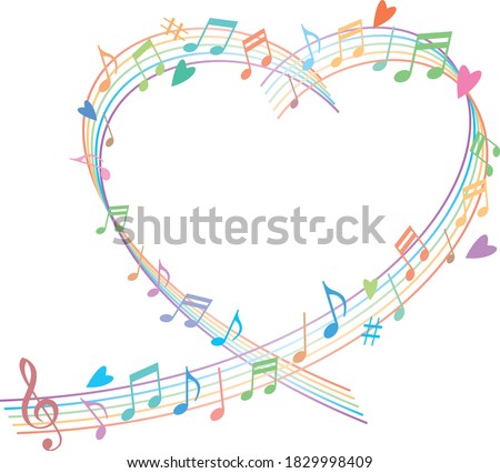 Image illustration of heart-shaped staff and musical notes
