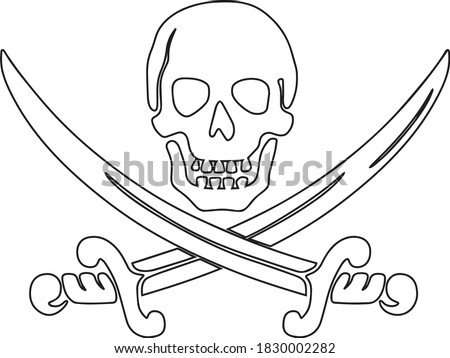 pirate skull vector with cross sword isolated on white background