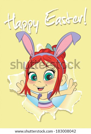  Little Miss Bunny - Happy Easter vector illustration