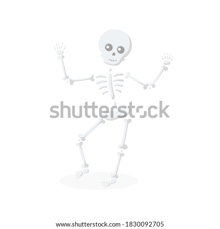 Bright vector pattern on the theme of happy halloween with skeleton, ghost, crosses and pumpkins in the cemetery. Vector illustration for print, postcards and textiles
