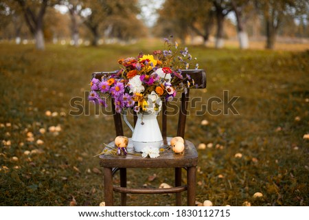 a bouquet of autumn flowers  in the garden