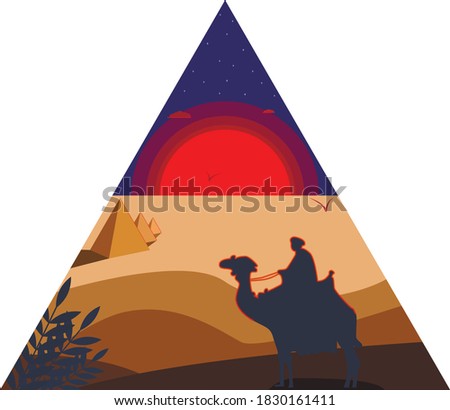 Landscape of the Egyptian pyramids at sunset