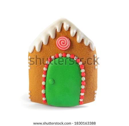 House shaped Christmas cookie isolated on white