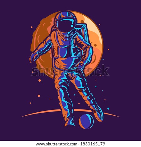 astronaut vector illustration on space with moon