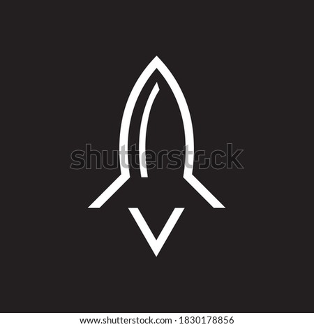 rocket logo combination with letter v in white color