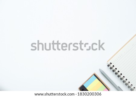 school and office equipments on white background, copy space concept.