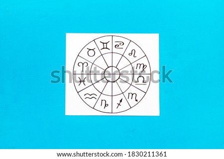 Astrology horoscopes concept. Zodiac signs top view