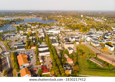 Aerial autumn view of old Hamina city, Finland. Royalty-Free Stock Photo #1830217412
