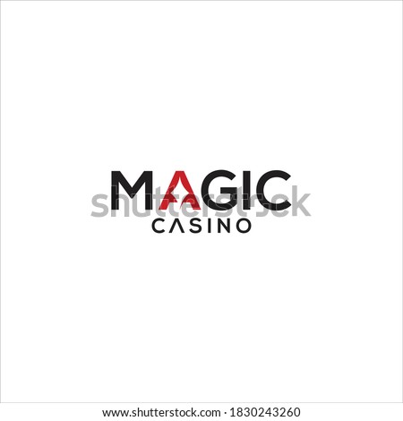 typography magic casino logo design with negative space diamond cards idea