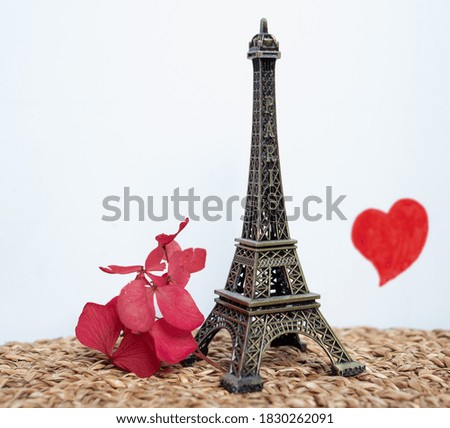 
Souvenir of paris with flowers and heart