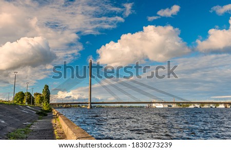Cable bridge in center of Riga, Latvia